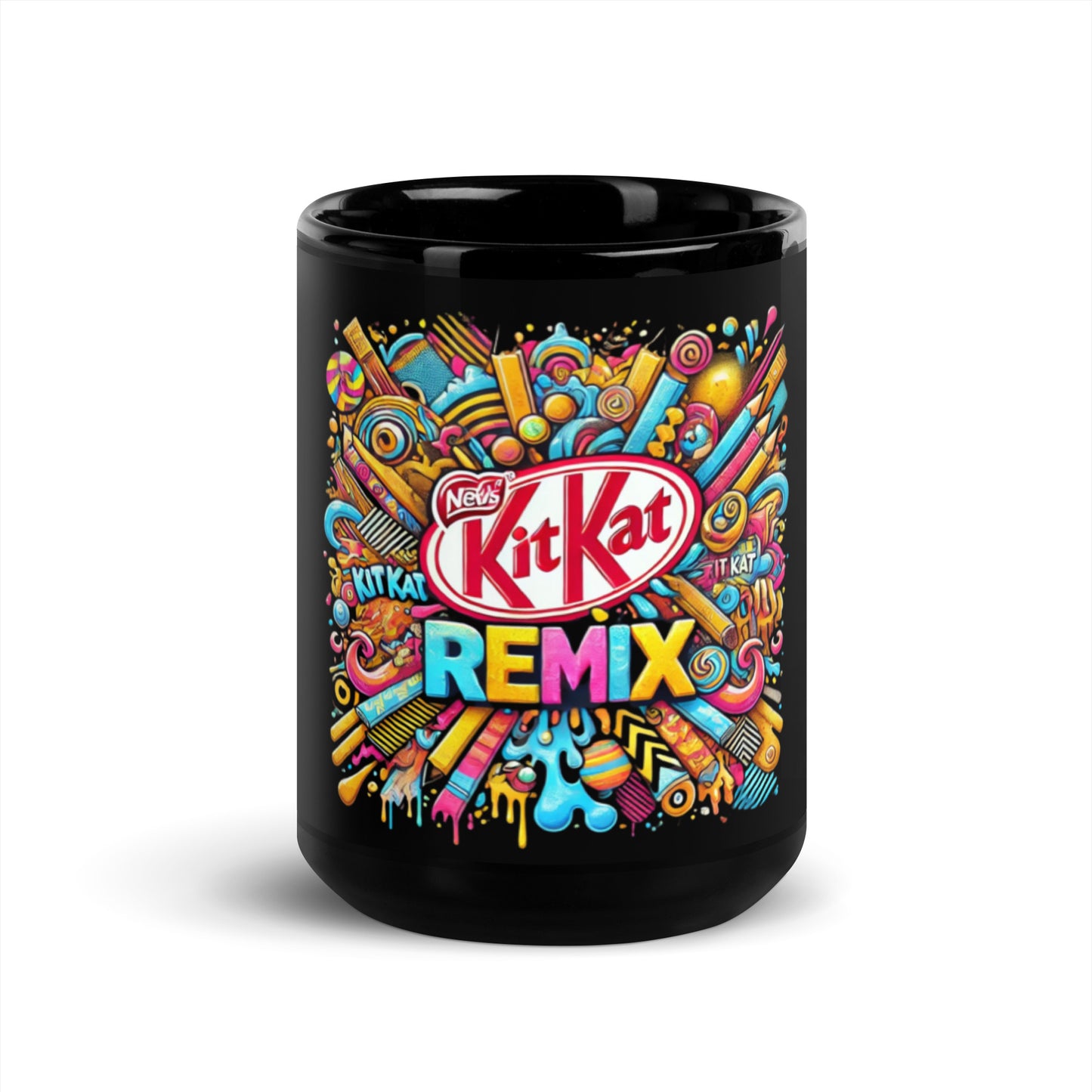 Kit Kat Remix Black Glossy Mug