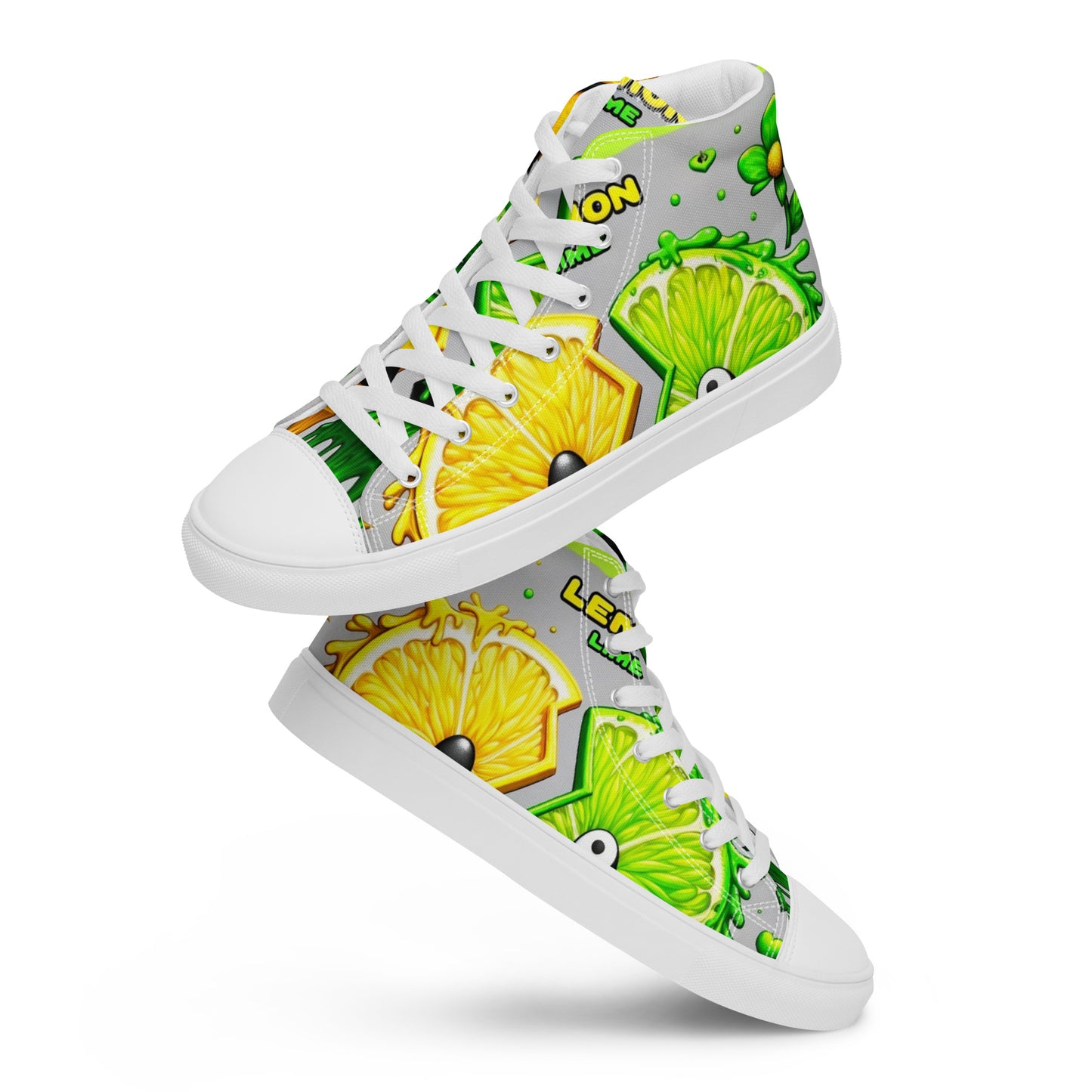 Lemon Lime Men’s High Top Canvas Shoes