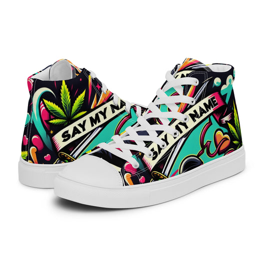 Say My Name Men’s High Top Canvas Shoes (Flower Edition)