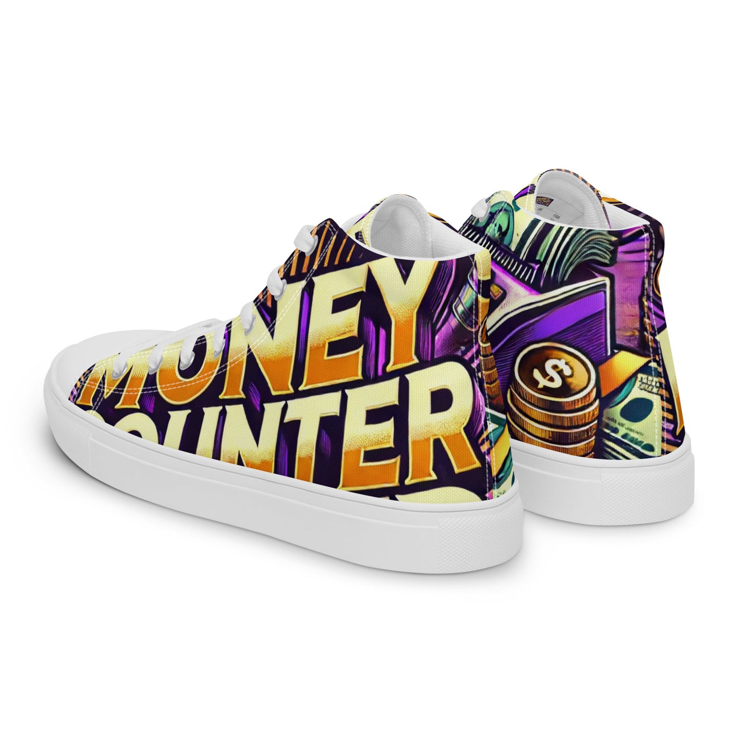 Money Counter $ound Men’s High Top Canvas Shoes (Cash Edition)