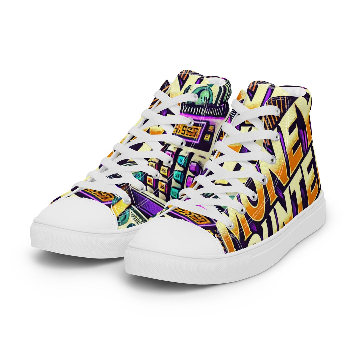 Money Counter $ound Men’s High Top Canvas Shoes (Cash Edition)