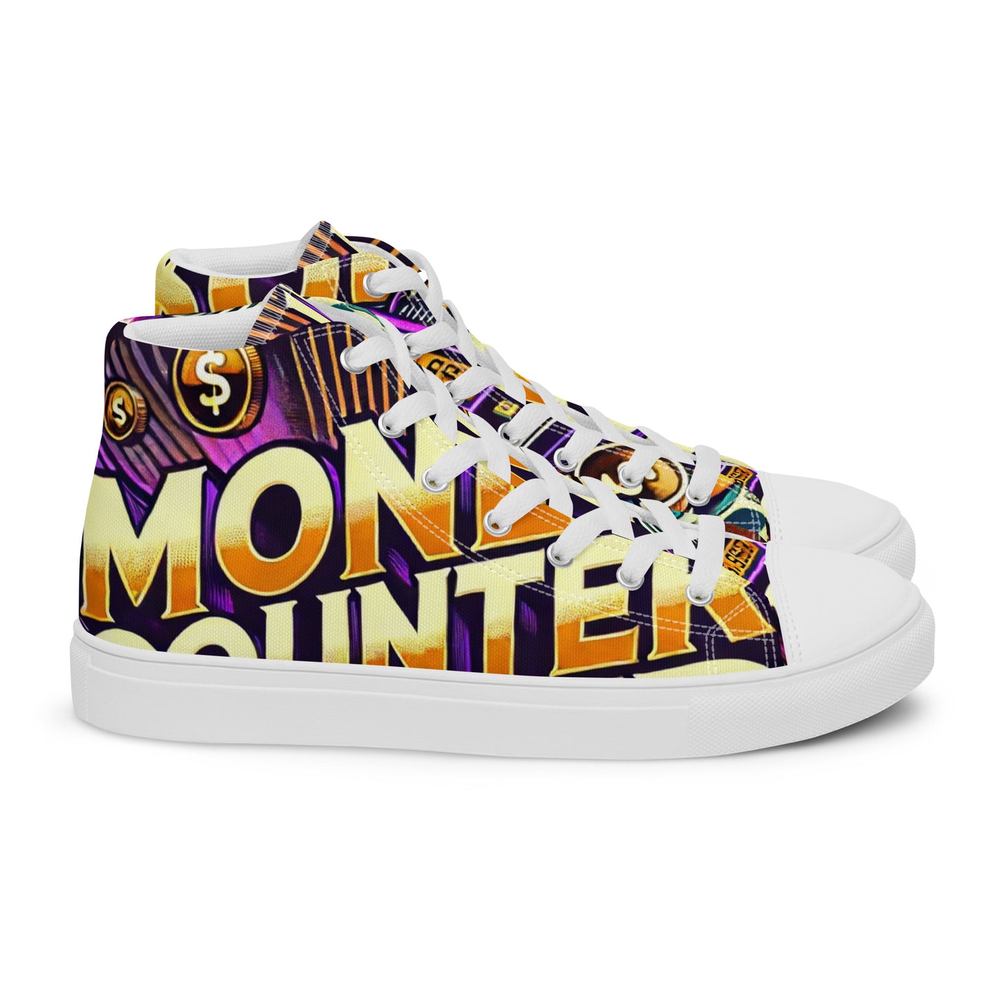 Money Counter $ound Men’s High Top Canvas Shoes (Cash Edition)