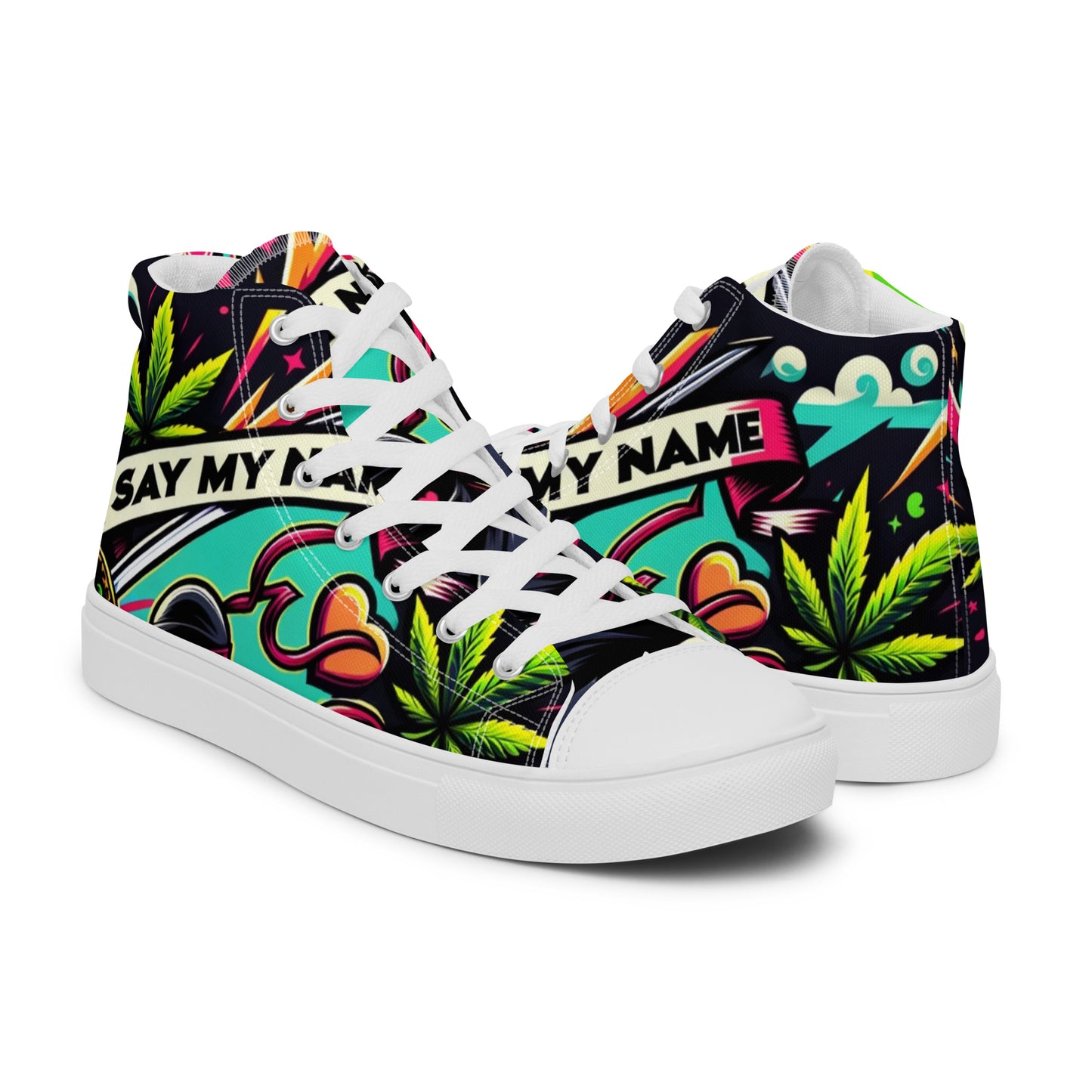 Say My Name Men’s High Top Canvas Shoes (Flower Edition)