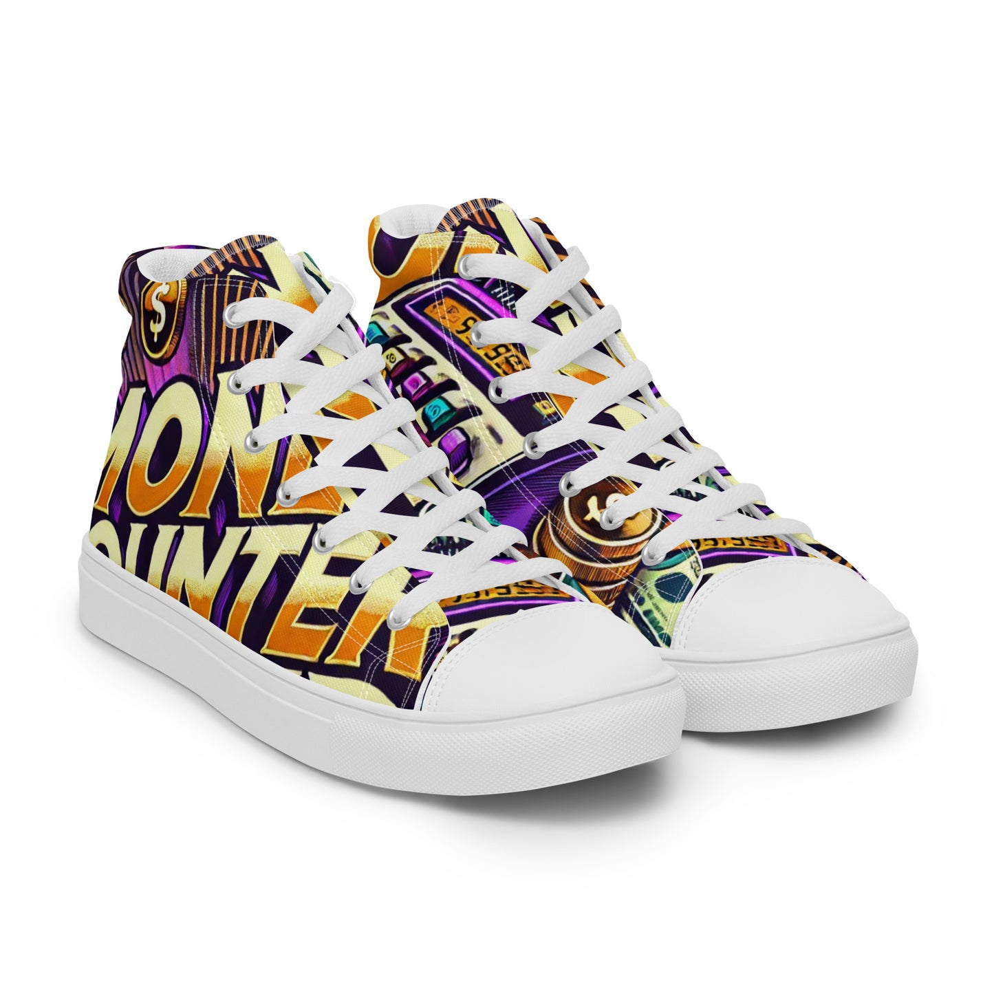 Money Counter $ound Men’s High Top Canvas Shoes (Cash Edition)