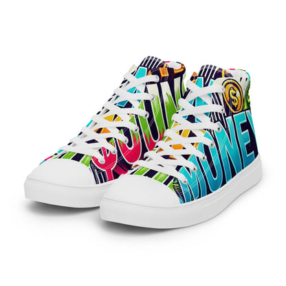 Money Counter $ound Women’s High Top Canvas Shoes (Card Edition)