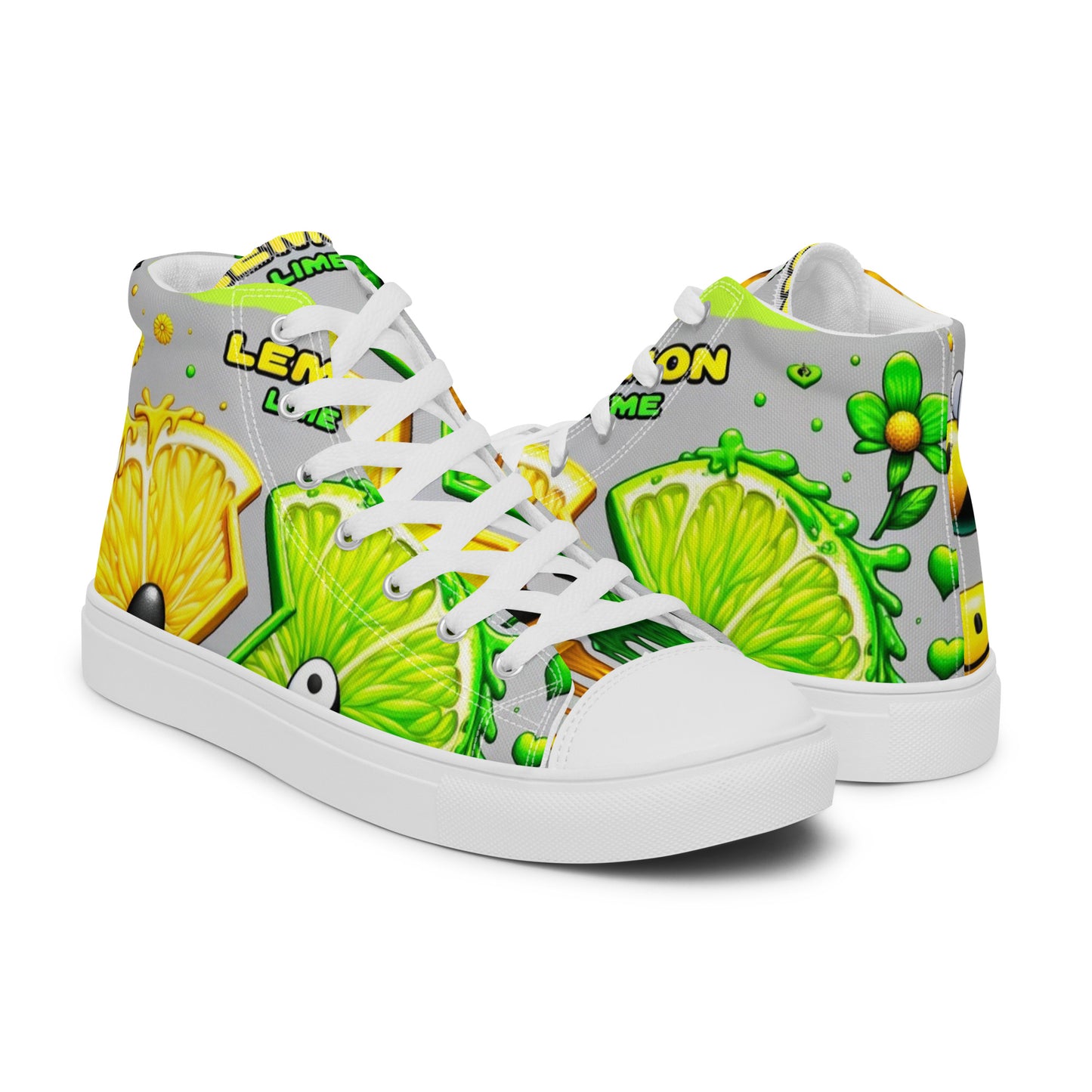 Lemon Lime Women’s High Top Canvas Shoes